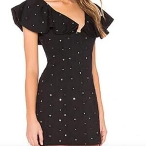 LOVERS + FRIENDS Lulu Mirror Ruffle Black Mini Dress Size Medium New